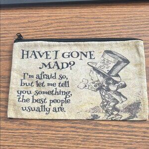 Alice in Wonderland Themed Tan Pouch